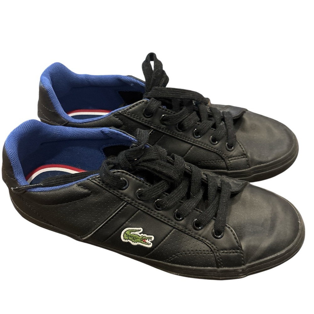 Lacoste Kids Black Sneakers with Blue Lining